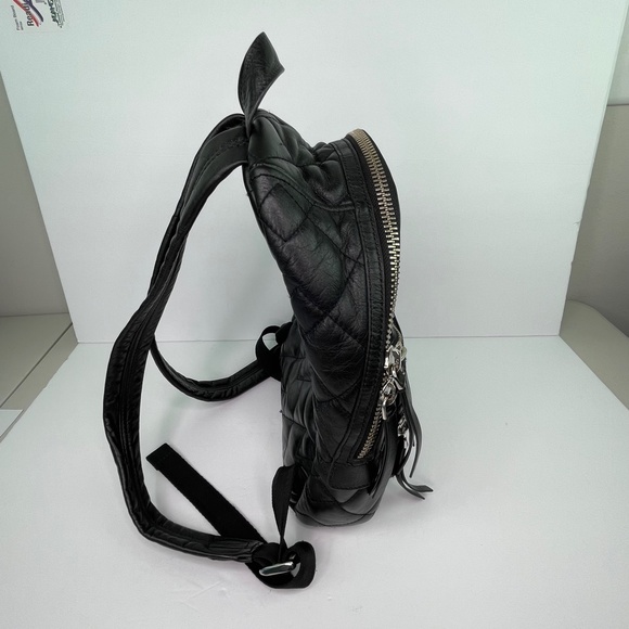 Marc by Marc Jacobs Domo Biker Black Quilted Leather Zip Backpack with Pockets - Picture 4 of 16